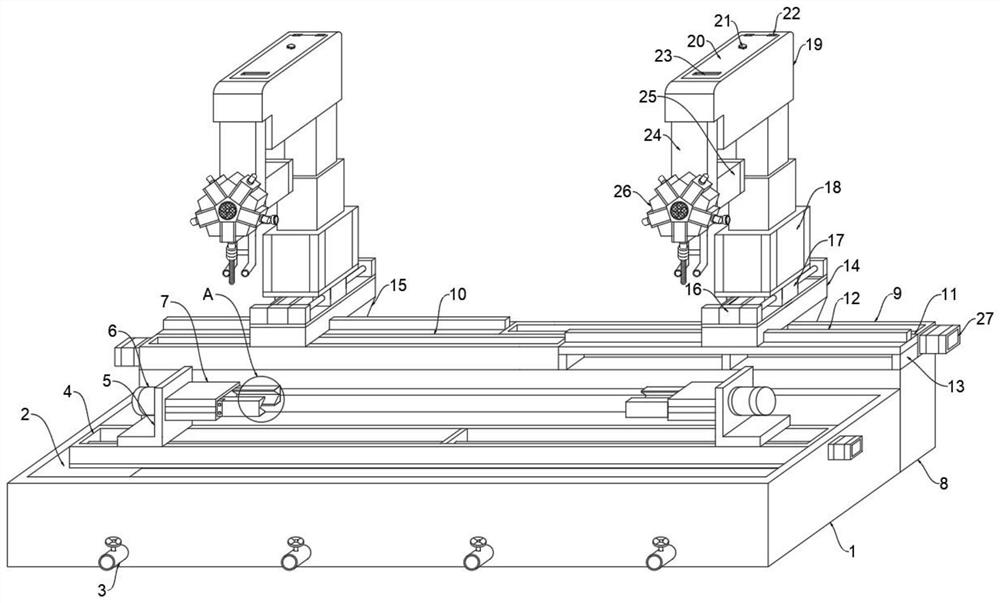 Punching device for colored aluminum sectional material machining and punching method of punching device