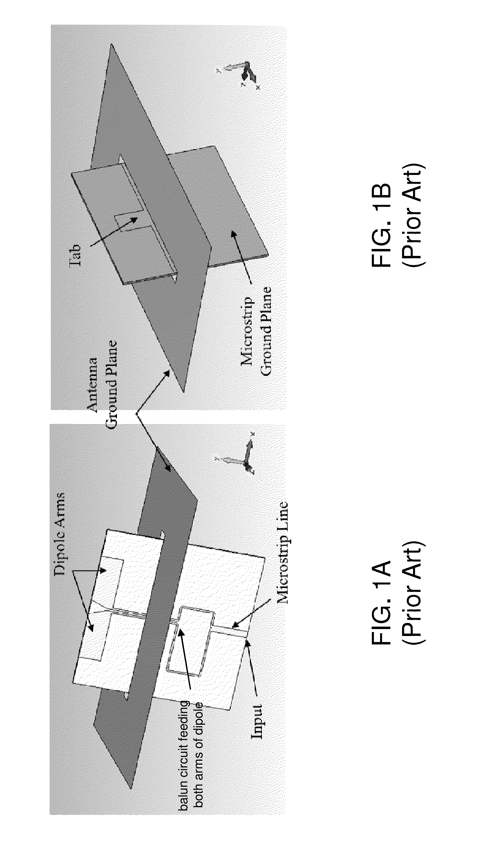 Dipole with an unbalanced microstrip feed