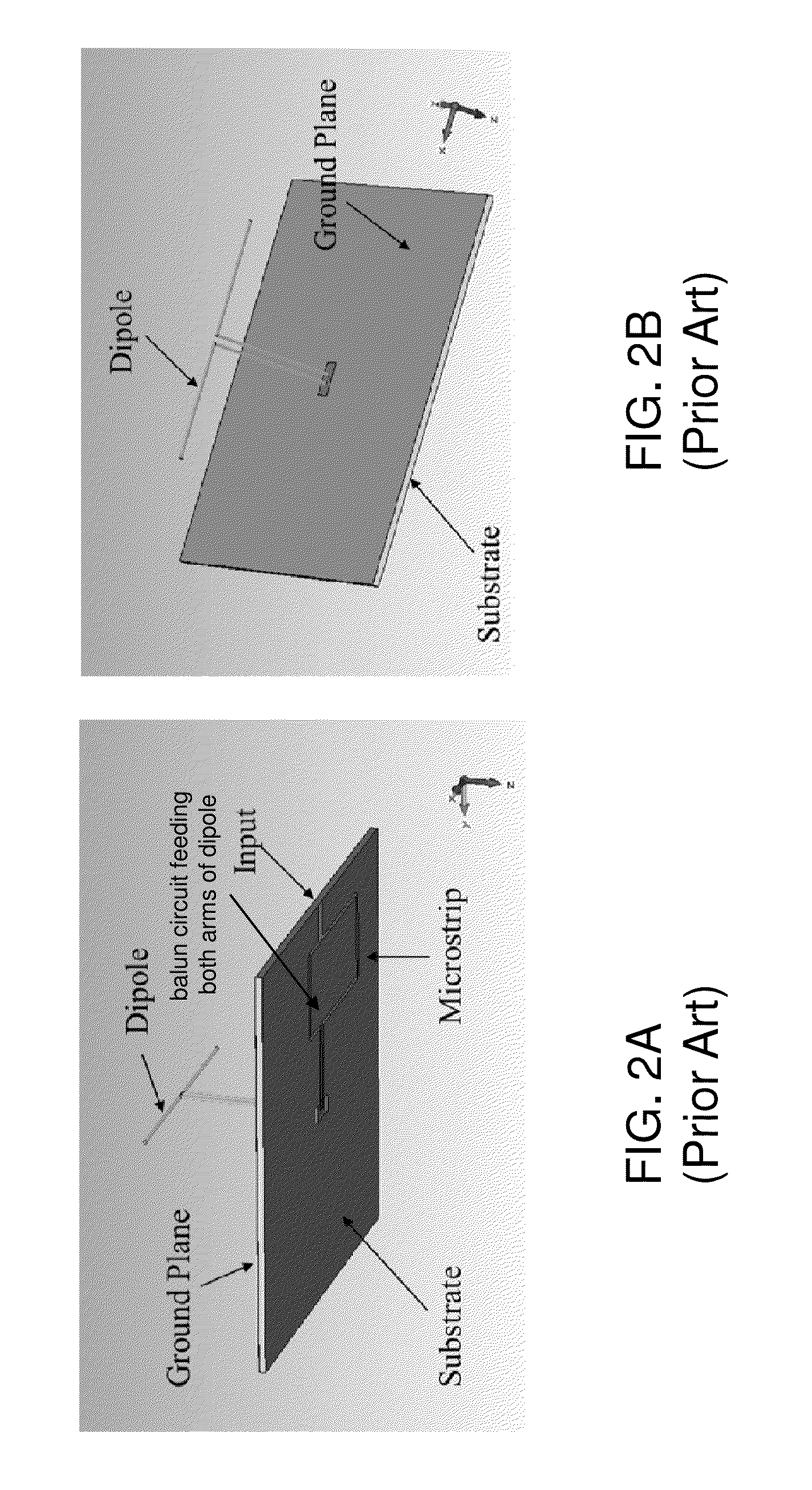 Dipole with an unbalanced microstrip feed