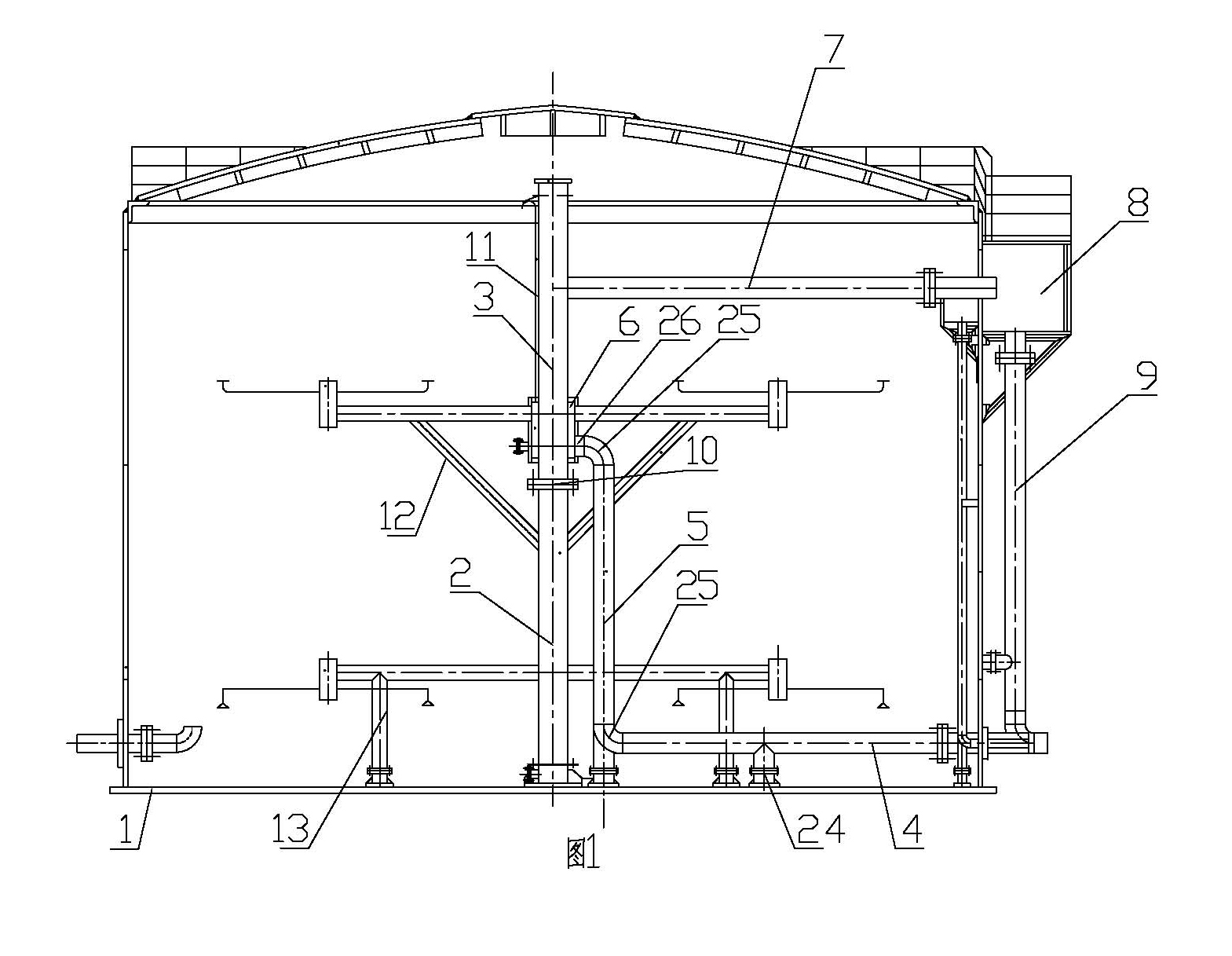 Non-metal water collection and distribution device in oil field produced water treatment sedimentation tank