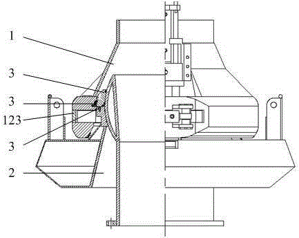 Bow blowing spherical joint of dredging ship