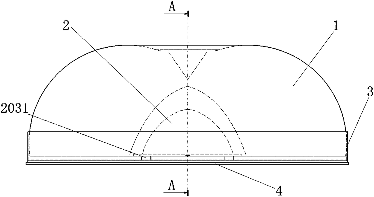 Light guide hollow lens and LED (light-emitting diode) lamp bead