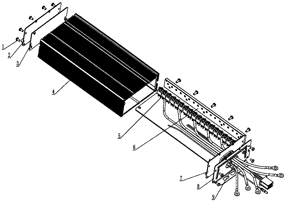 Compression joint-type electric vehicle controller for double-row power tube leaf spring