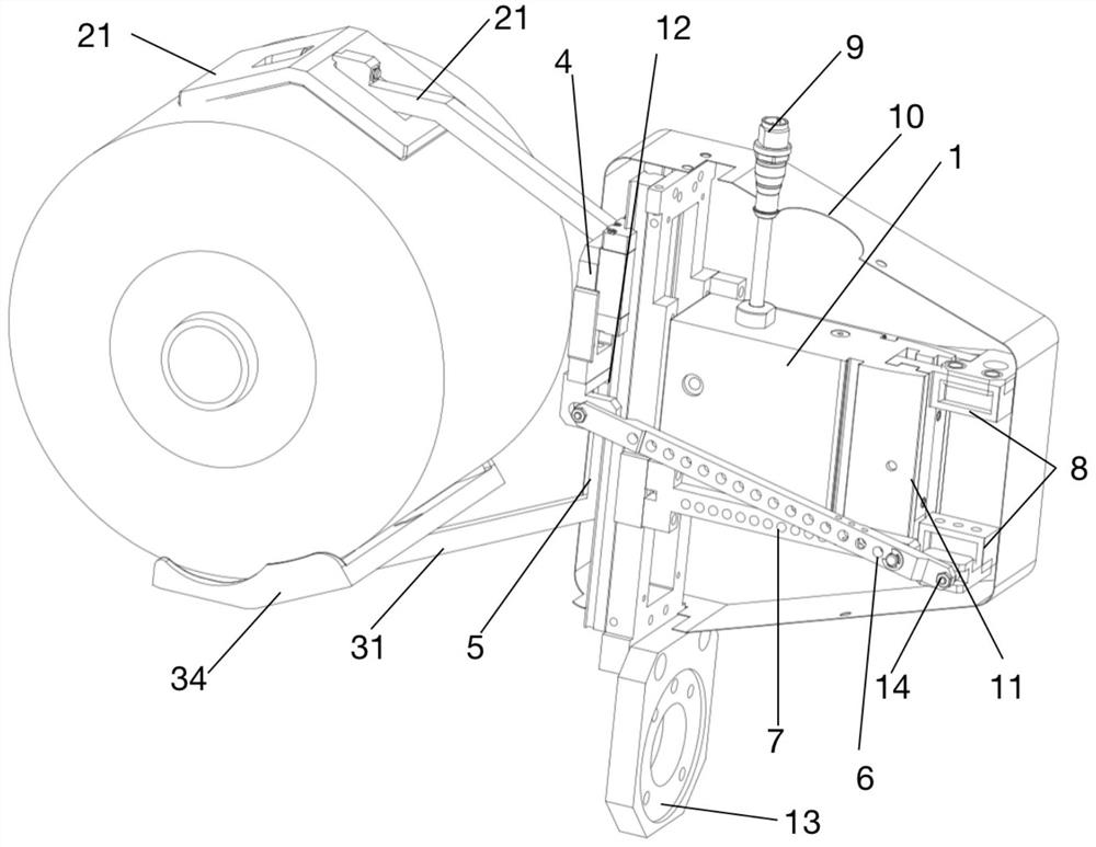 Upper clamping claw device of textile equipment