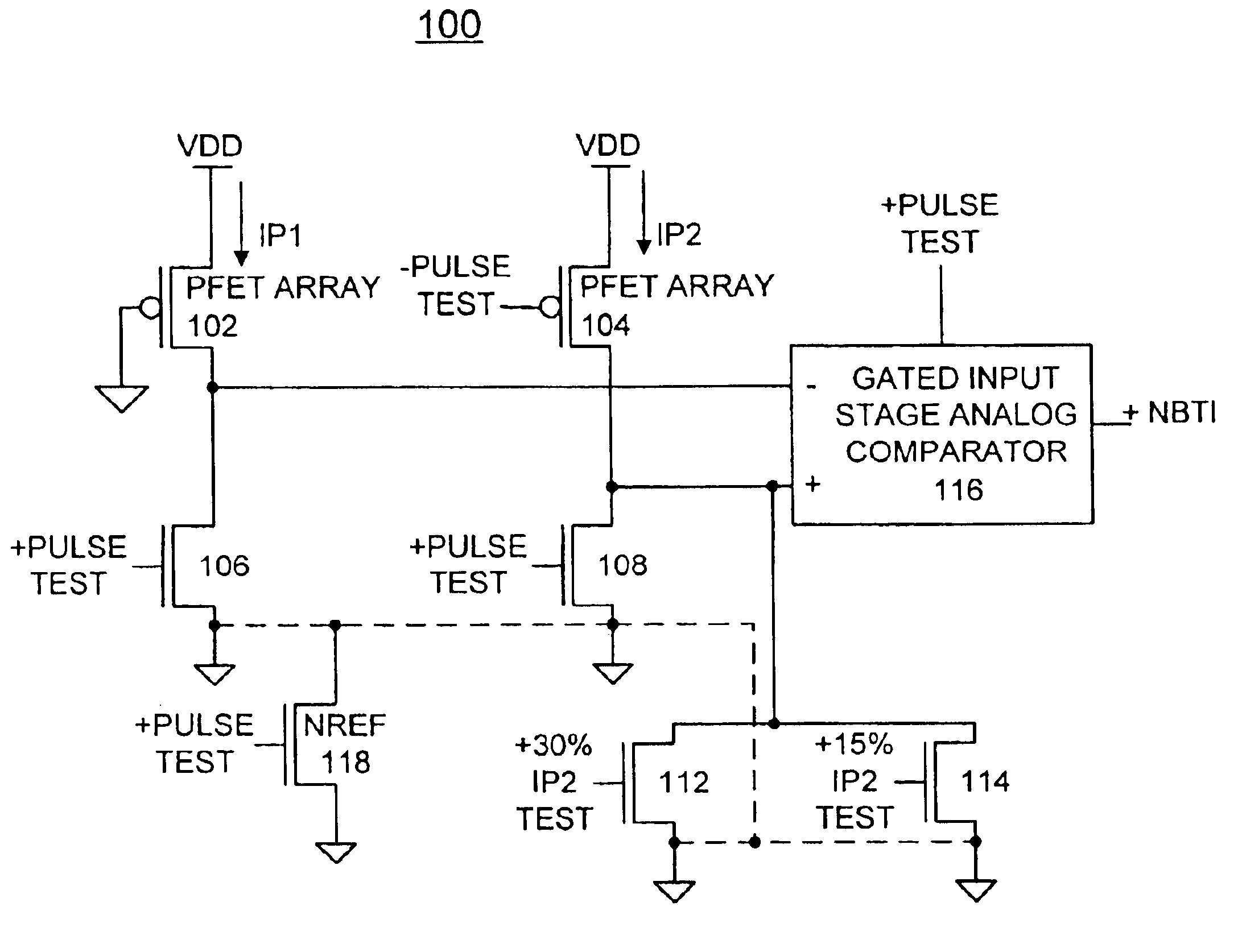 Method and testing circuit for tracking transistor stress degradation