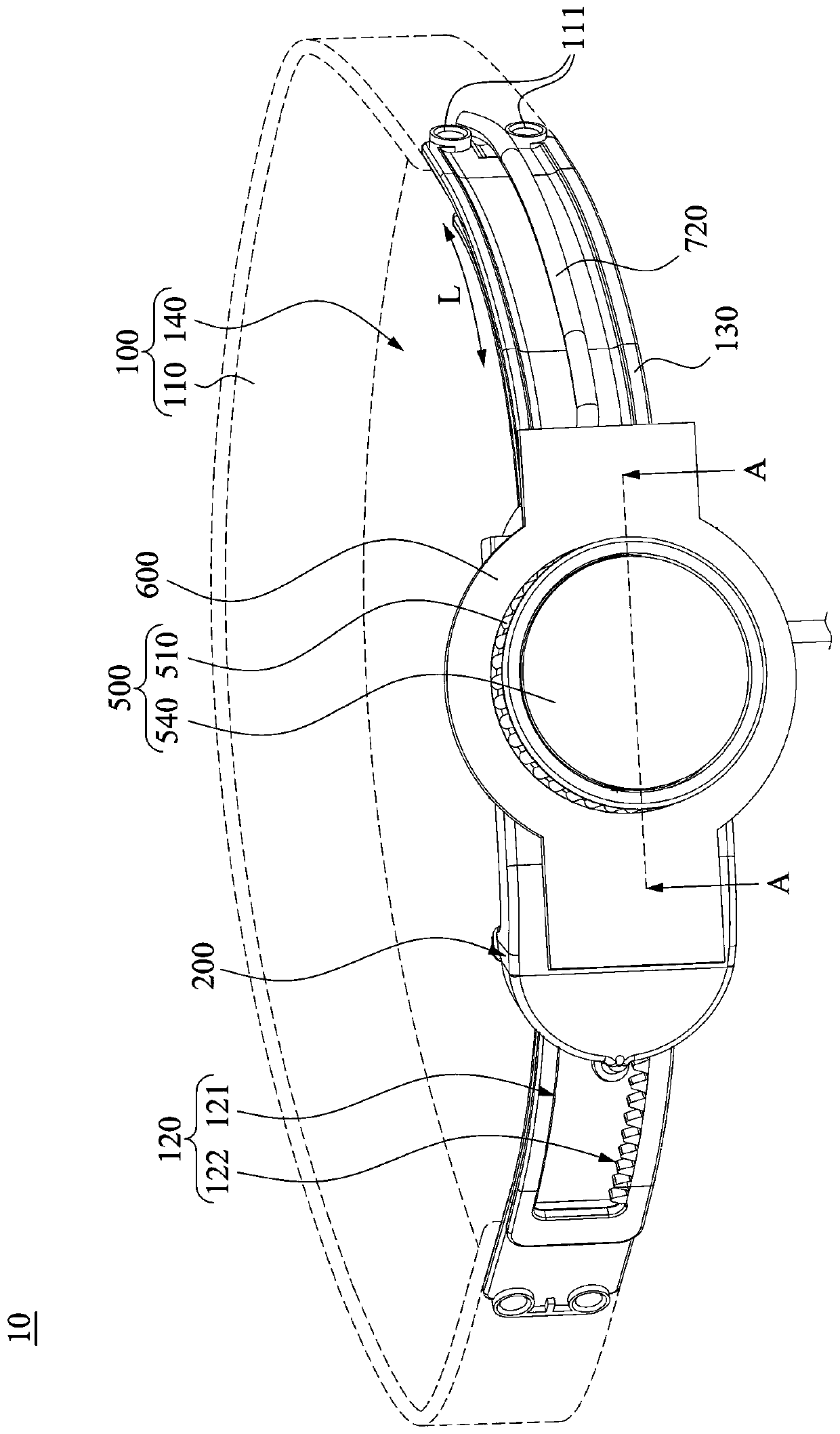 Headset electronic device and headband adjustment structure thereof