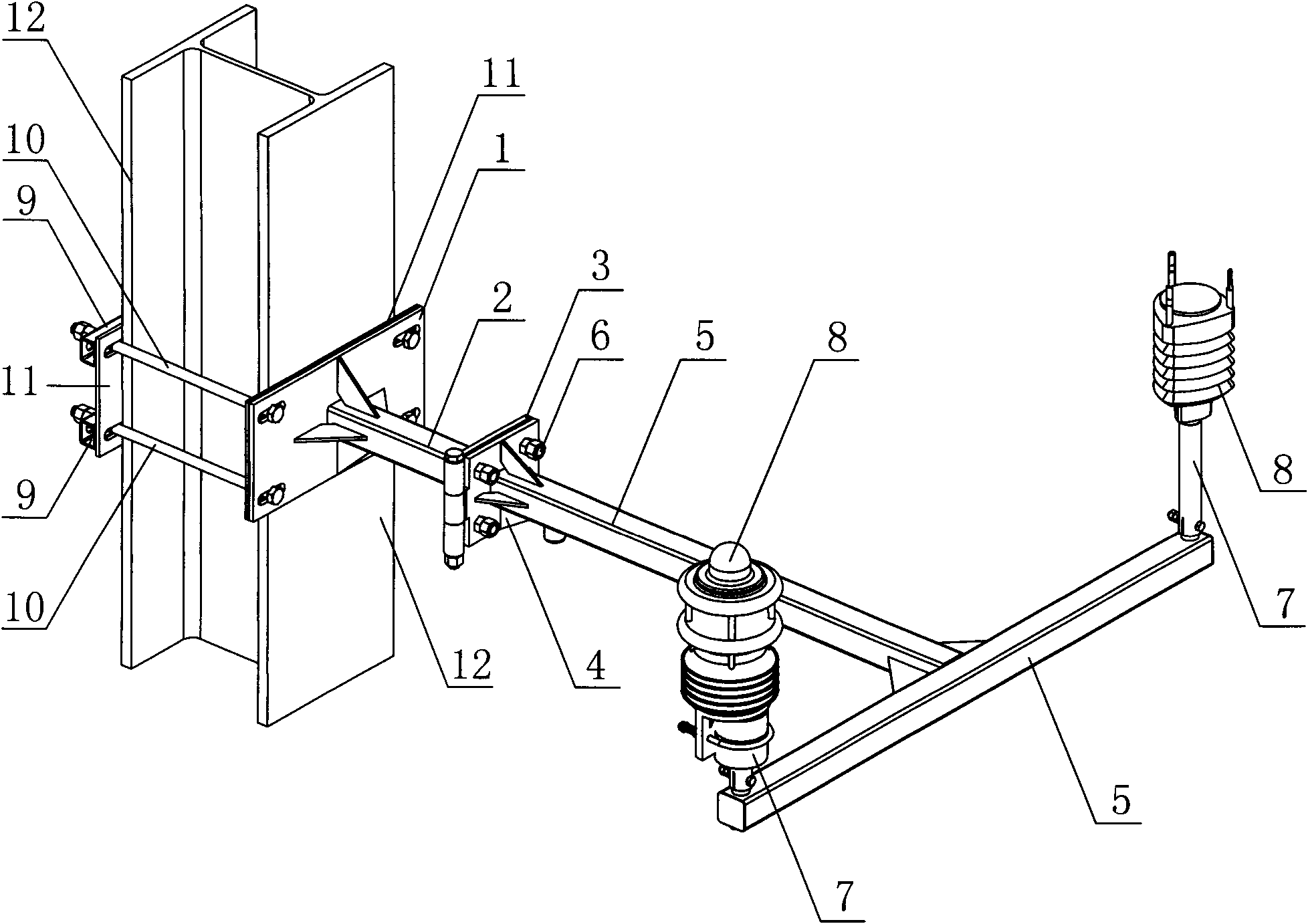 Mounting frame of meteorological monitoring equipment