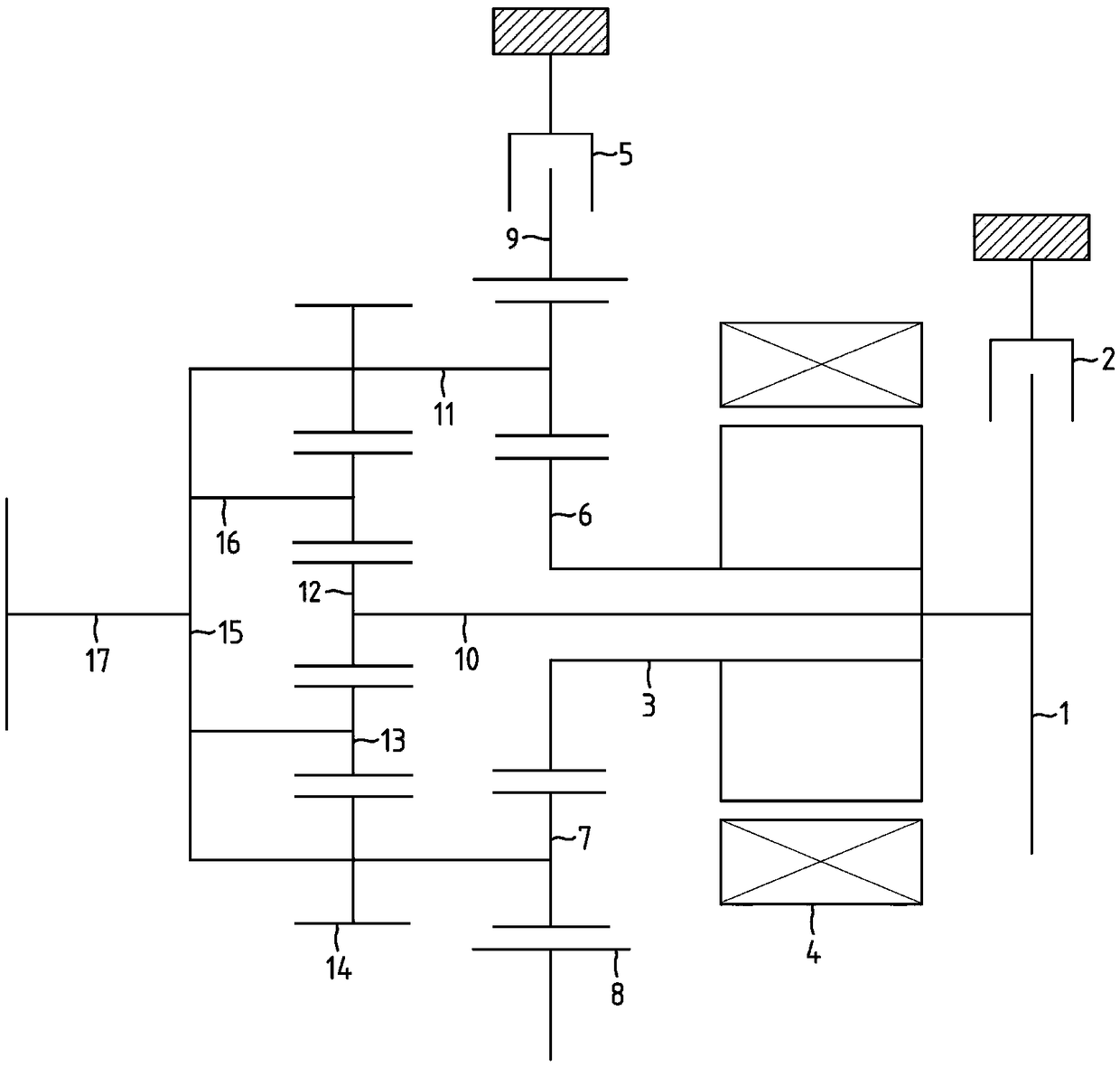 Automobile co-rotating arm type double planetary row driving device