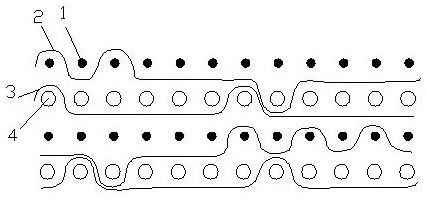 Three-layer paper making forming net with high lateral stiffness