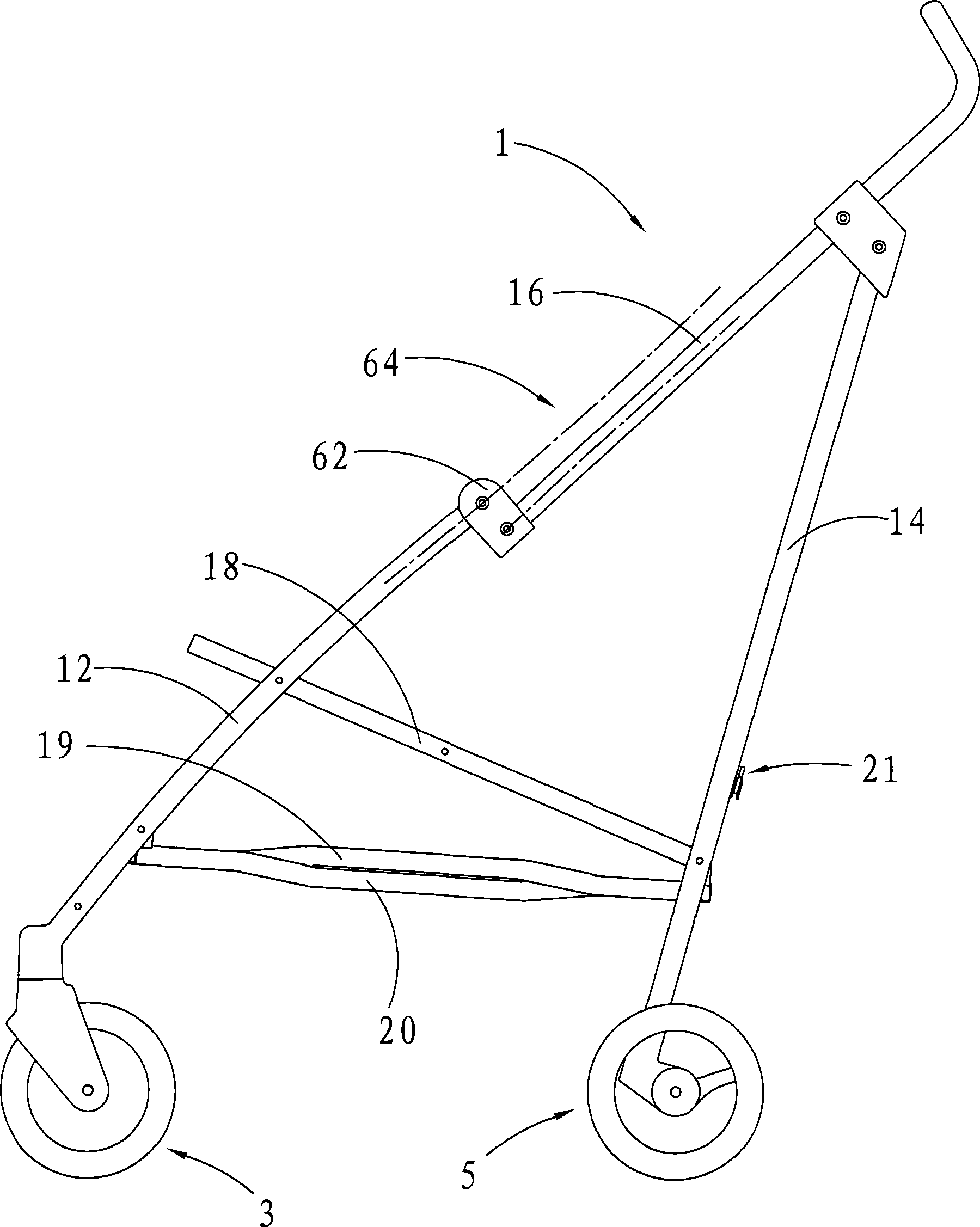 Umbrella shaped handle cart for children