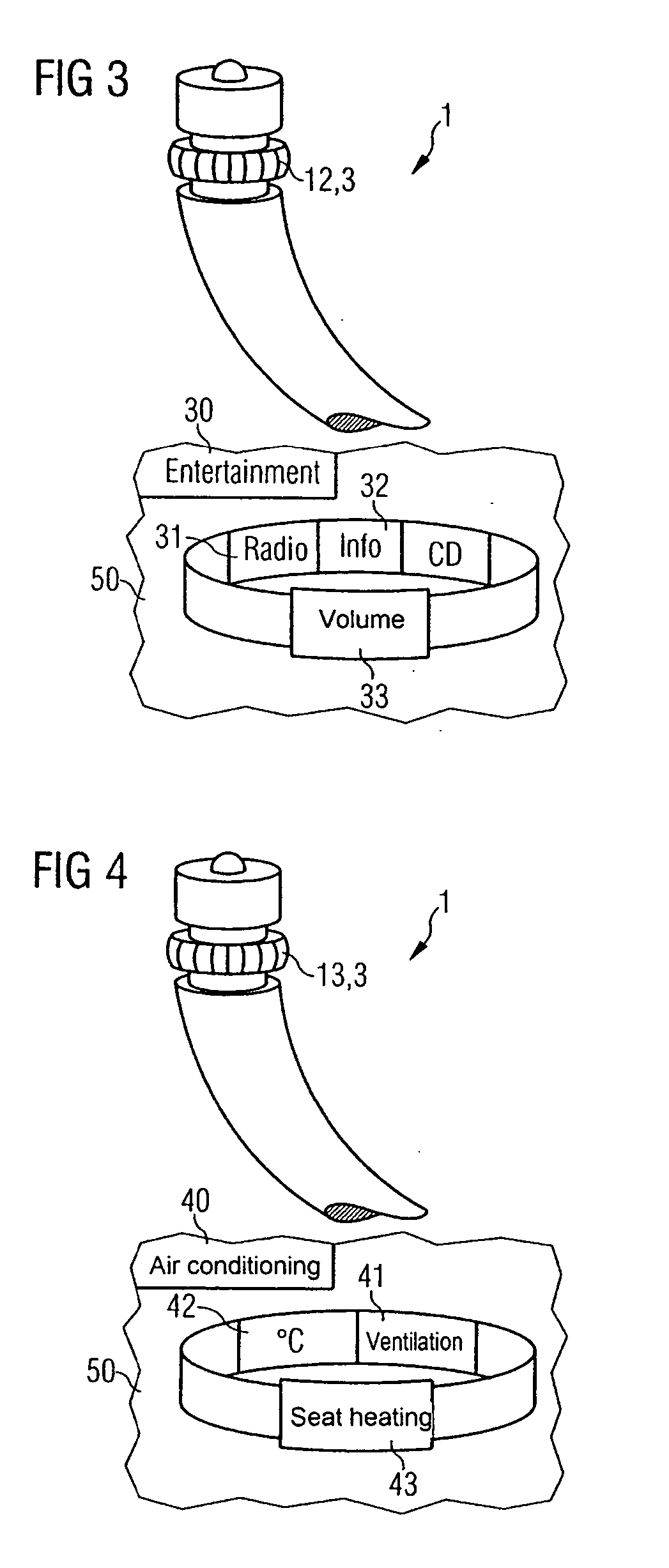 Control device having a rotating actuator