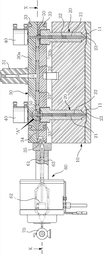 Residual resin discharge device of hot-runner injection mold equipment