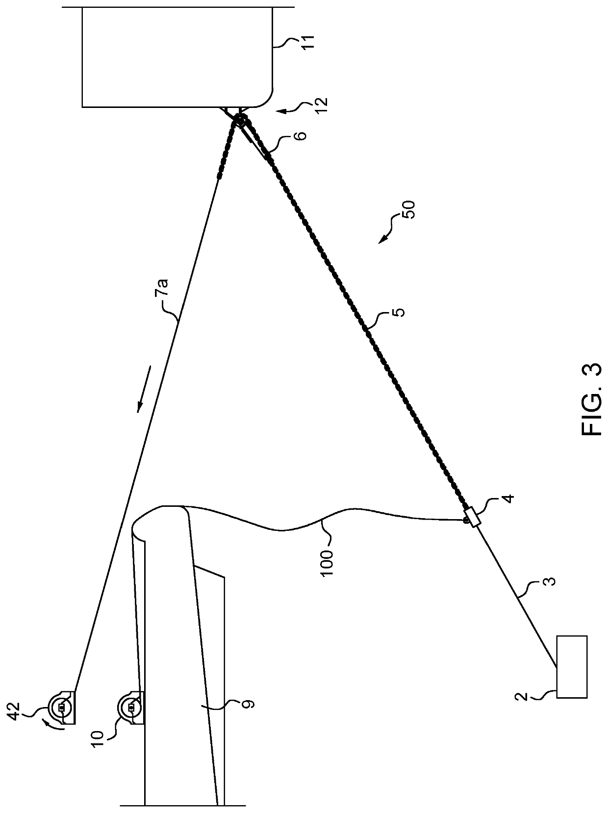 Method and an arrangement for removing stretch in polyester mooring lines with an inline tensioner