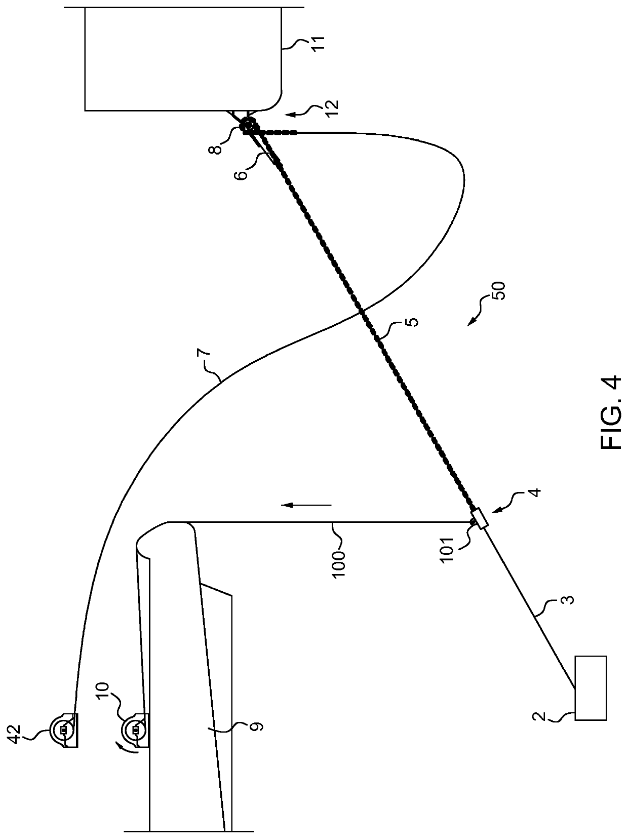 Method and an arrangement for removing stretch in polyester mooring lines with an inline tensioner