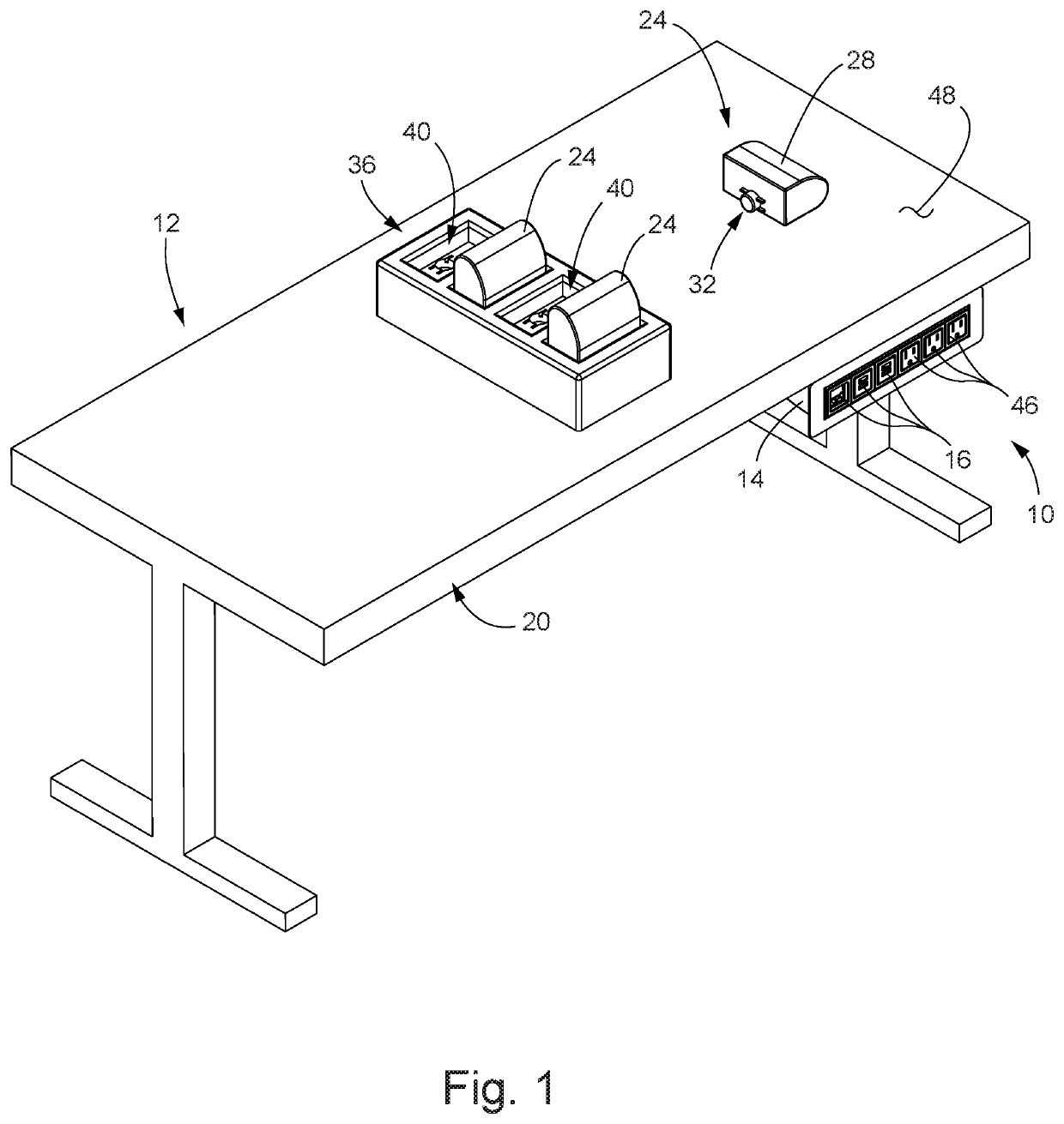 Furniture-mounted charging station