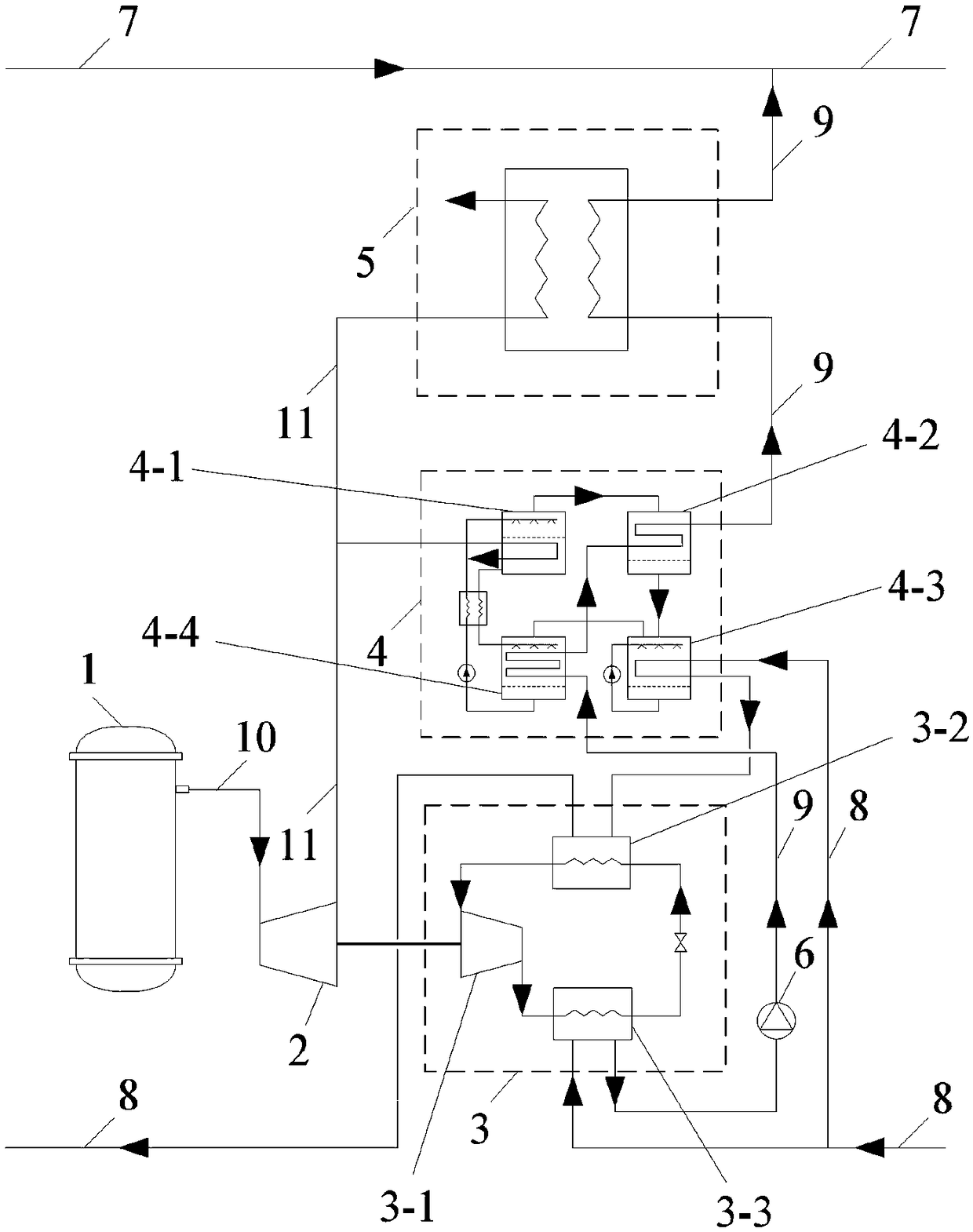 High temperature difference heating system combined with peak shaving boiler and method