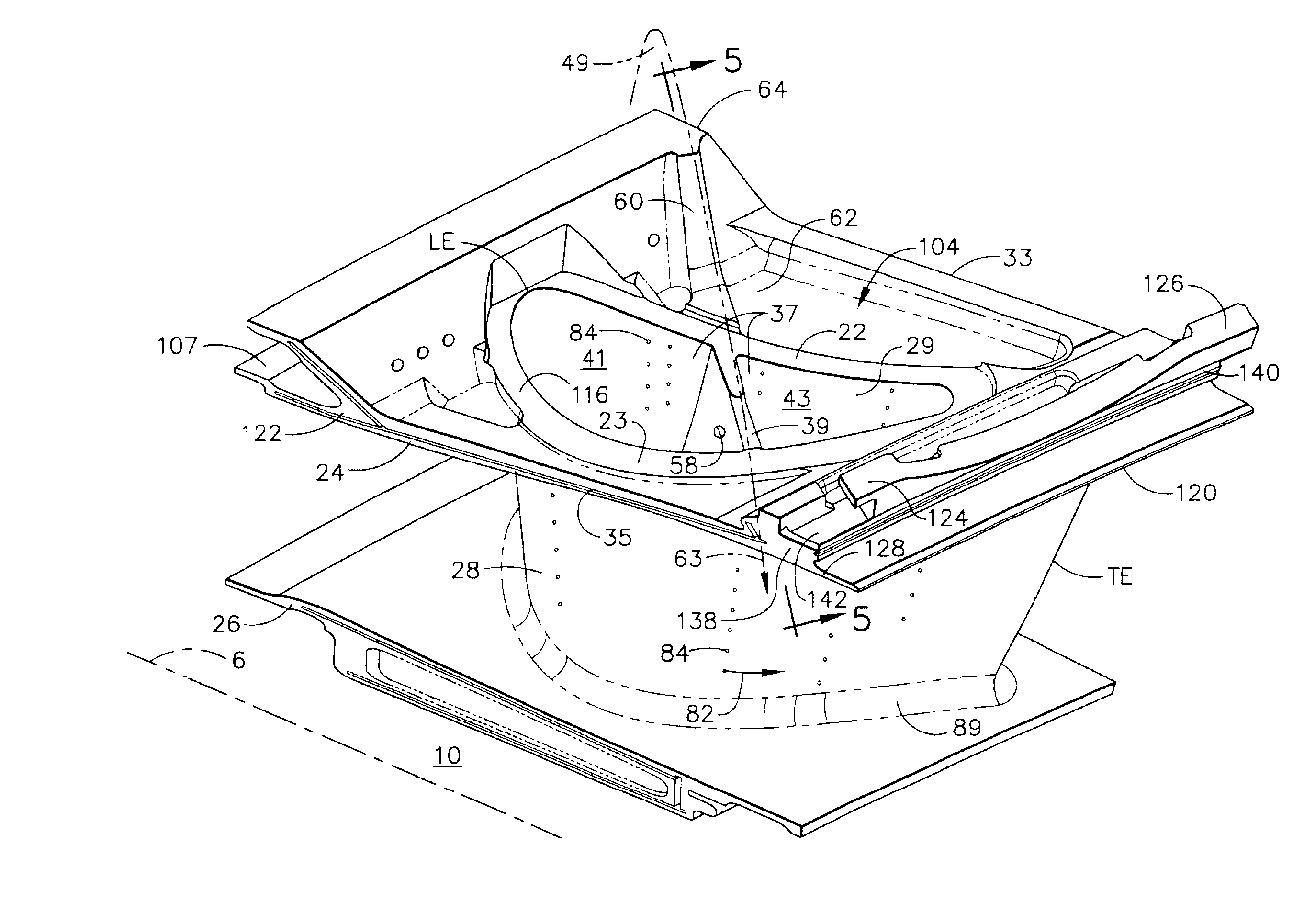 Gas turbine engine turbine nozzle segment with a single hollow vane having a bifurcated cavity