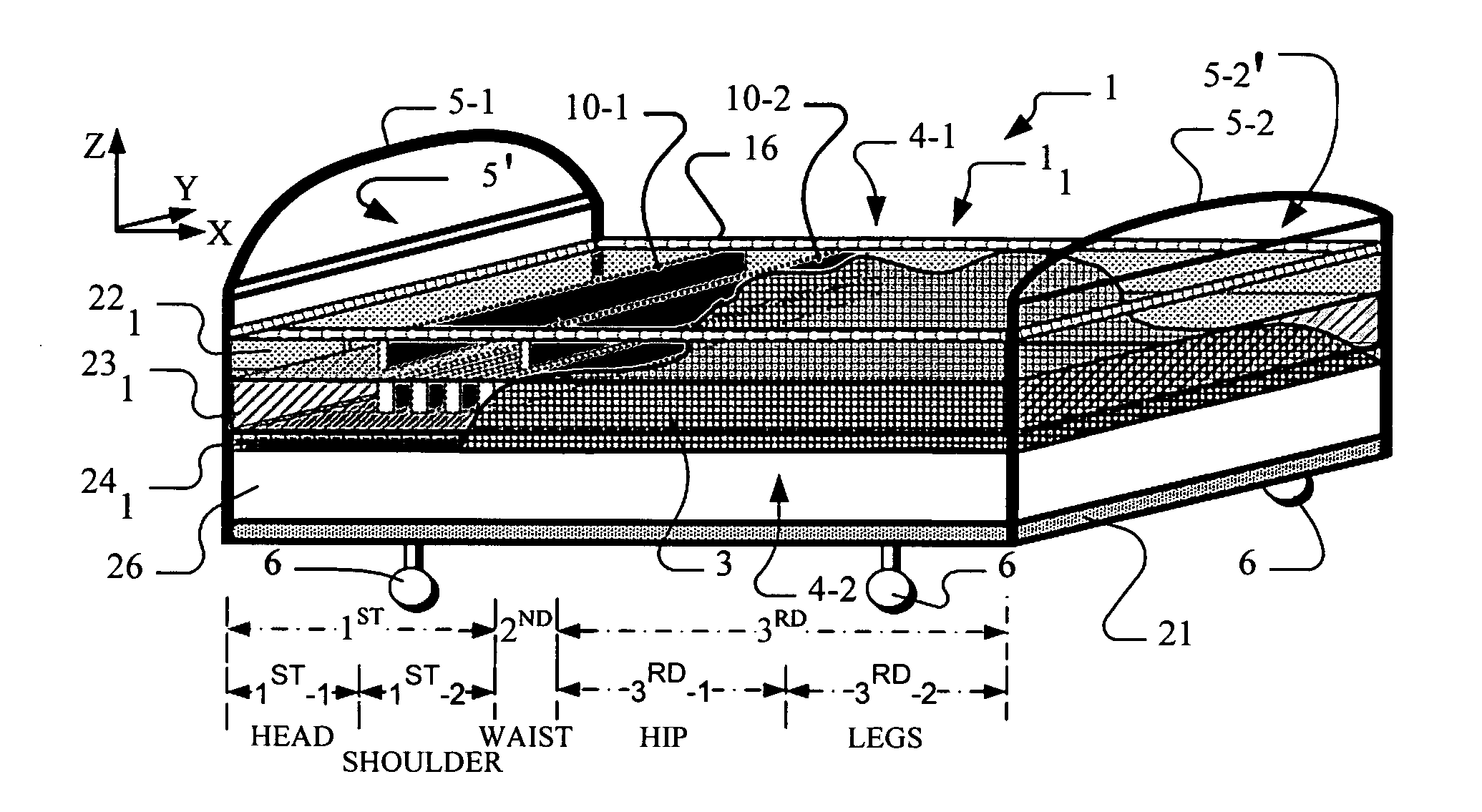 Internal contour foam mattress