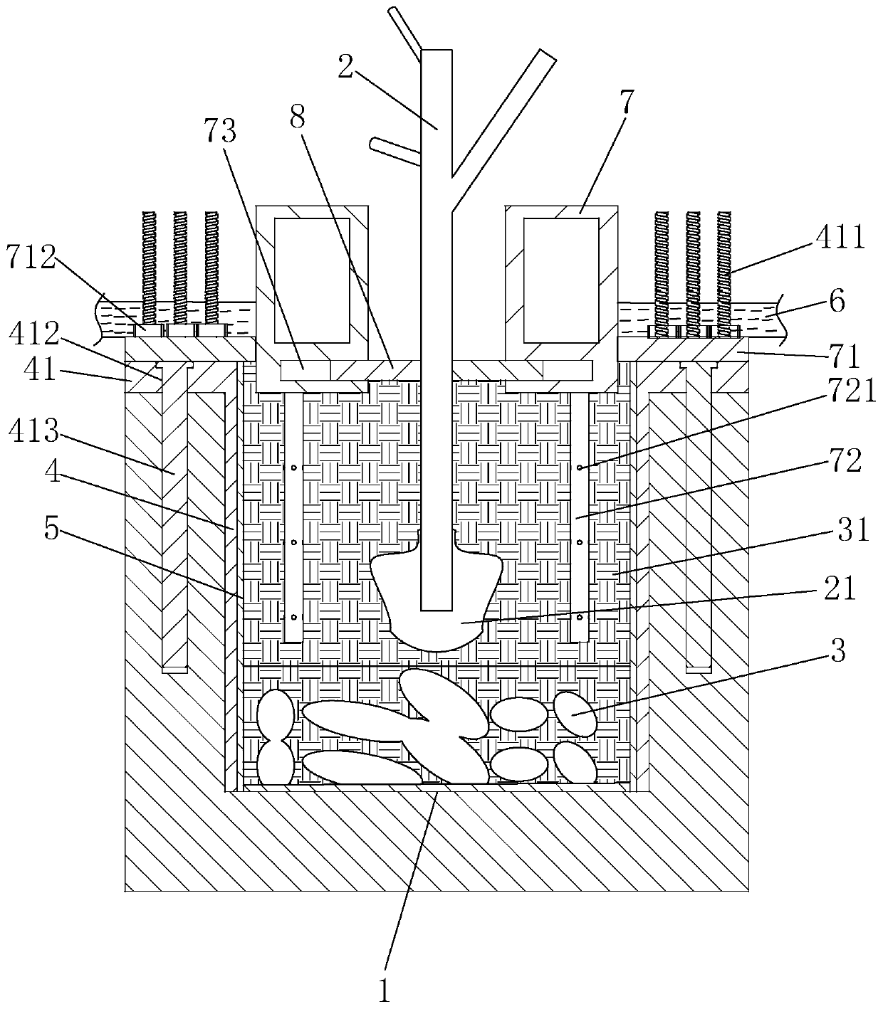 Desert greening planting structure and method