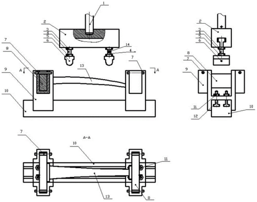 Test method and device for detecting bending stiffness and energy absorption characteristics of auto parts