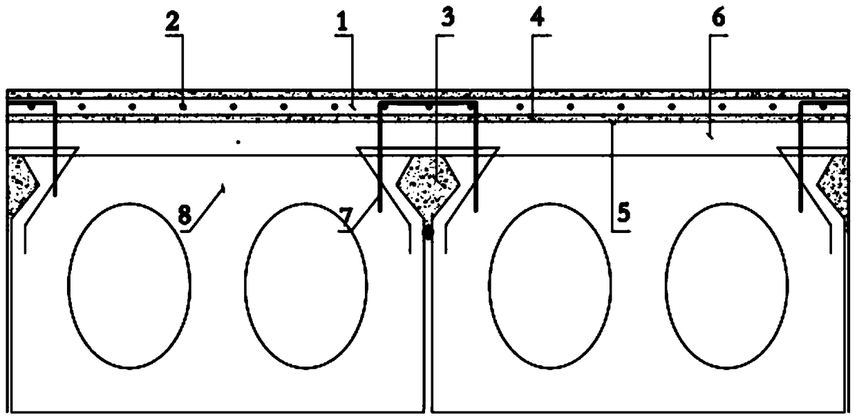 Repair structure for damaged hollow slab girder bridge deck system and construction method of repair structure