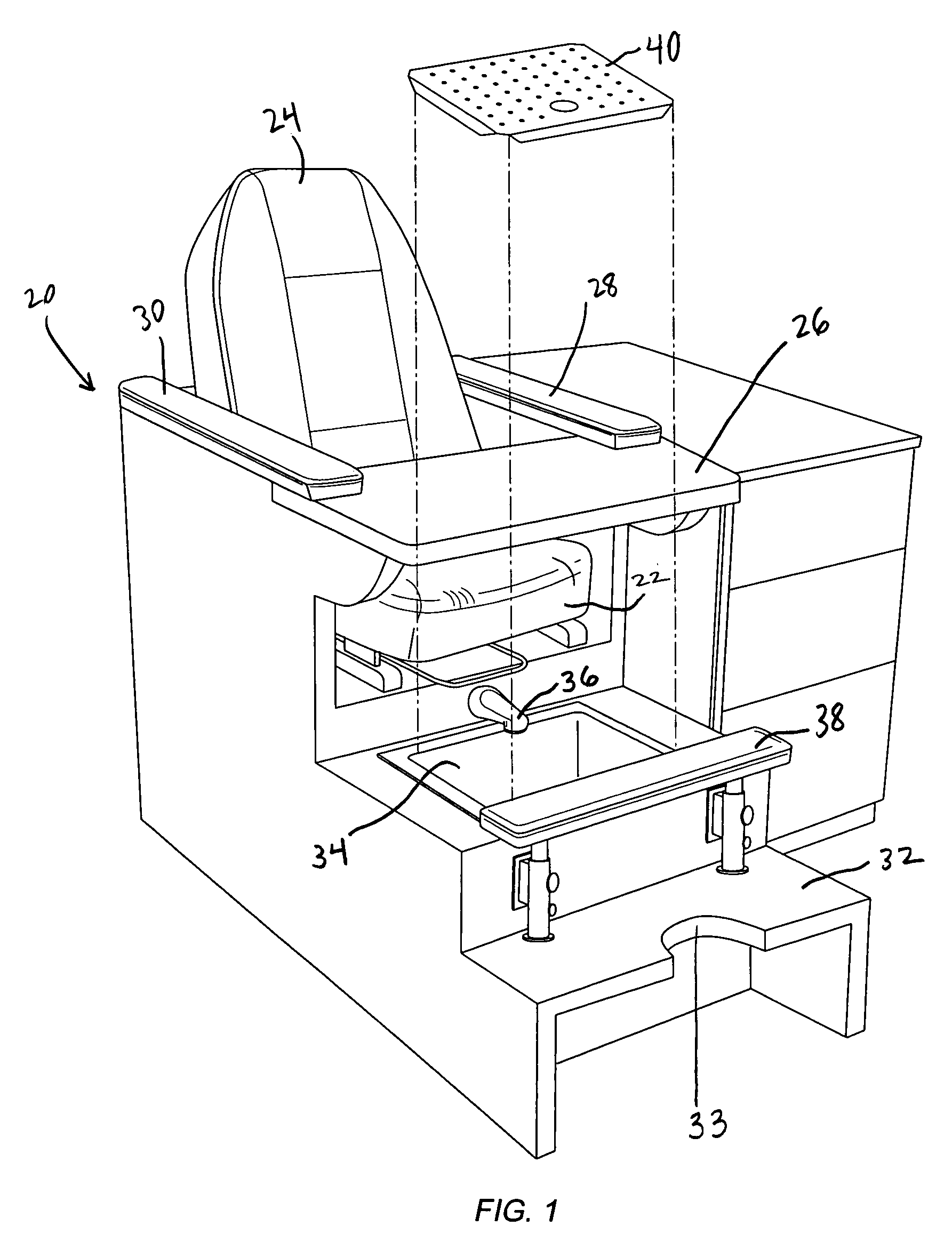 Pedicure basin for pedicure station and salon chair