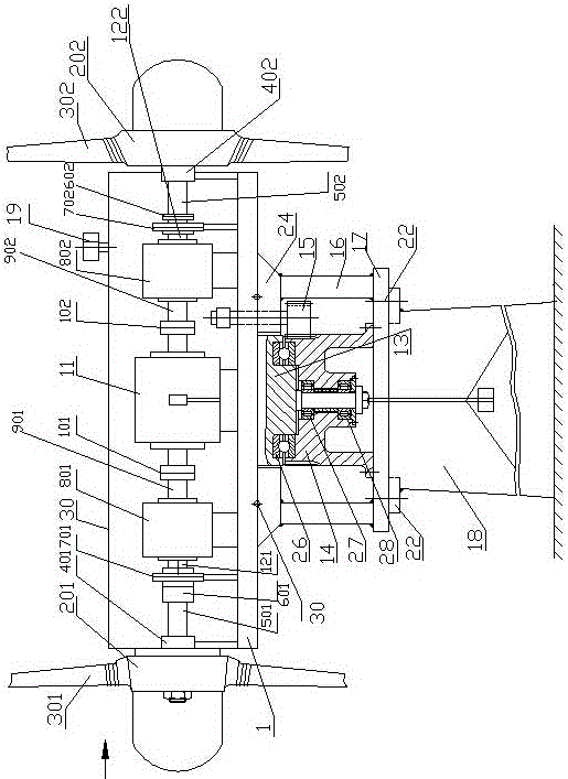 Large wind turbine generator system with double wind wheels