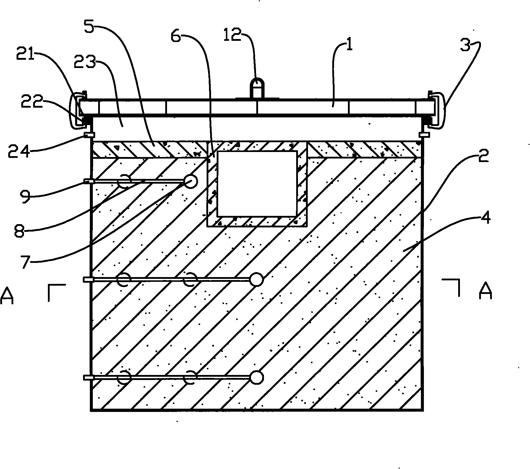 Test chamber for radon exhalation rate in soil