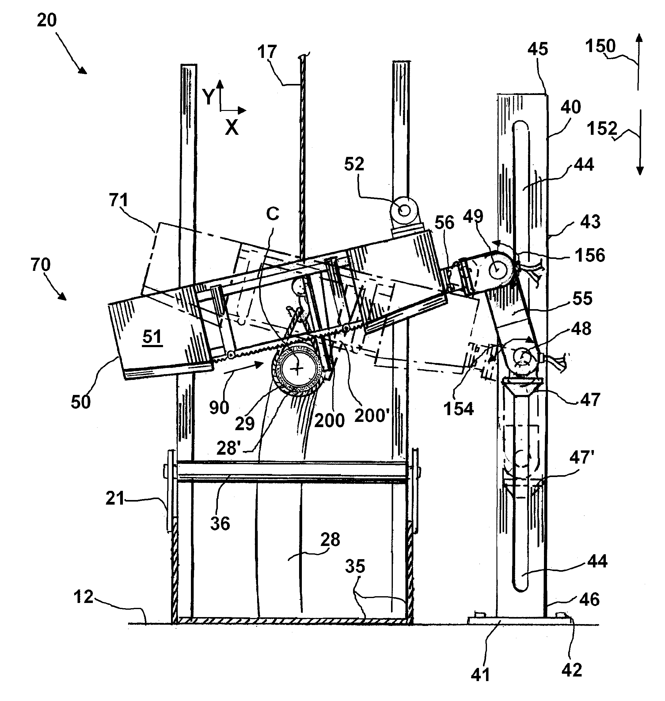 Articulating band saw and method