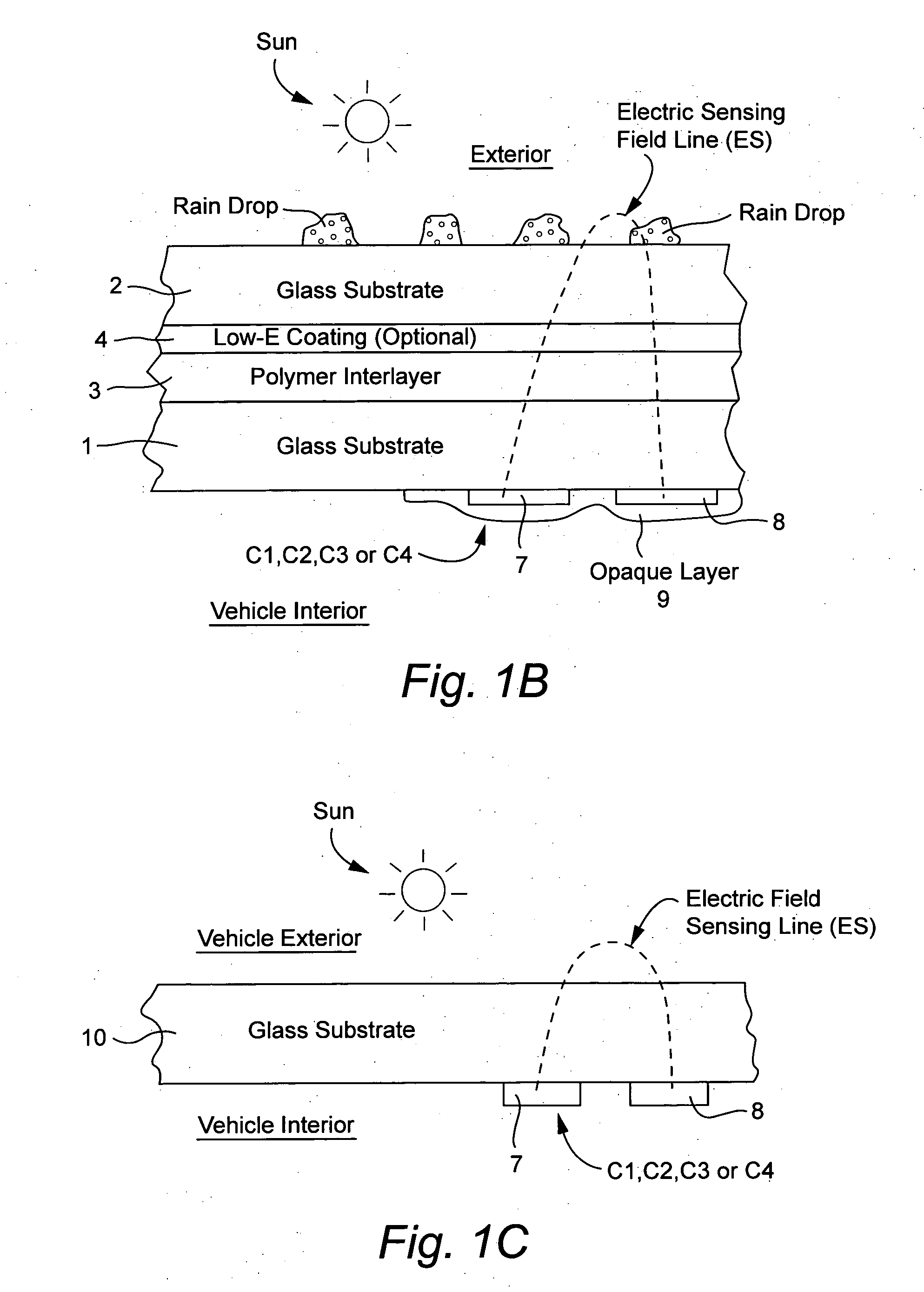 Rain sensor with fractal capacitor(s)