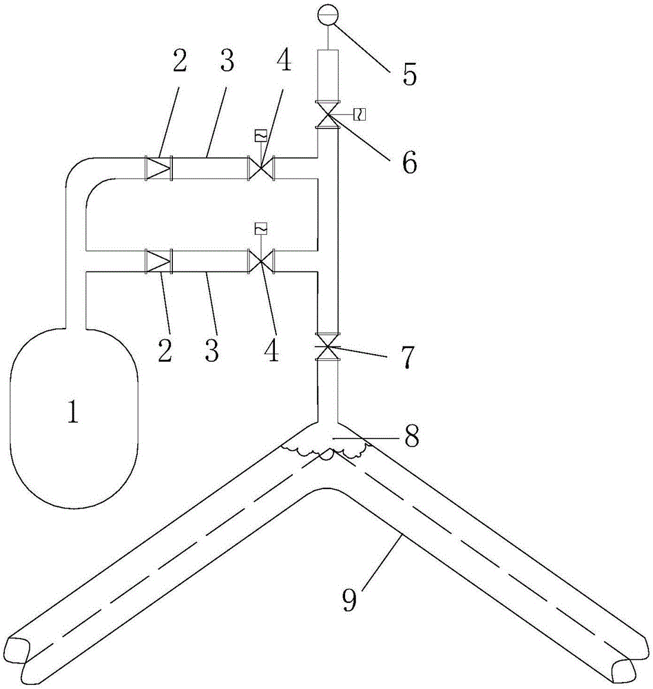 Water hammer protection device for long-distance pumping water supply system