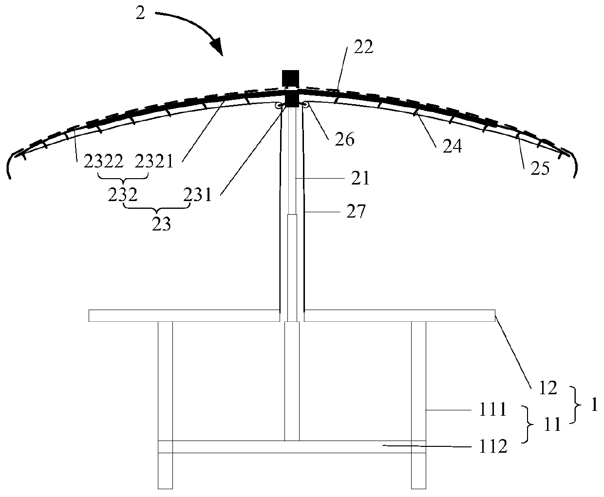 Dining table with foldable parasol for al fresco dining at the farmhouse