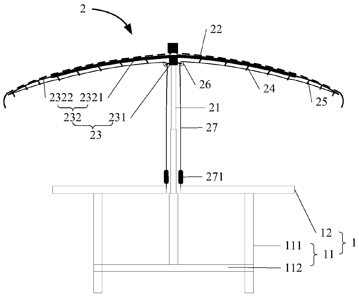 Dining table with foldable parasol for al fresco dining at the farmhouse