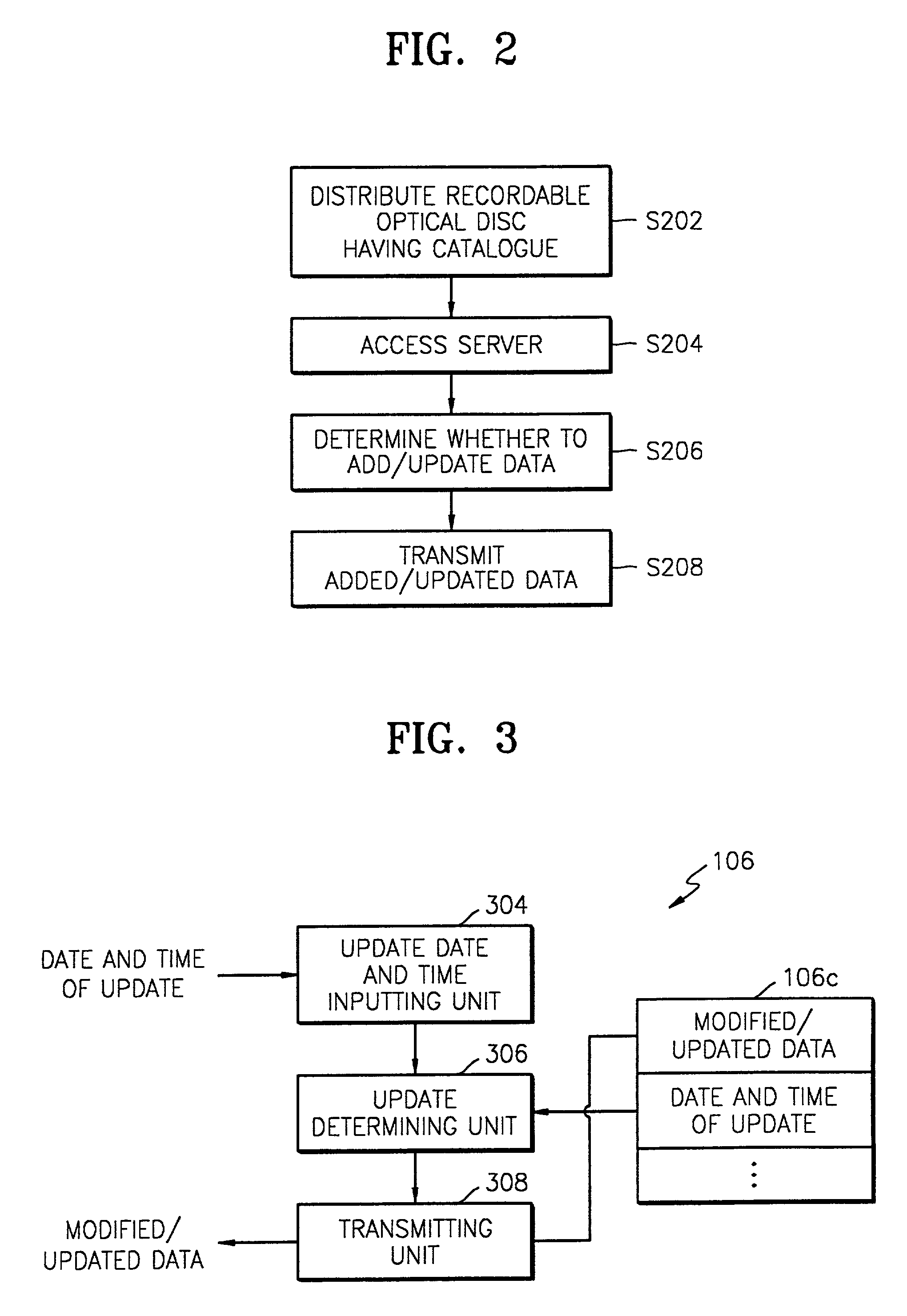 Method of and apparatus for updating a database using a recordable optical disc