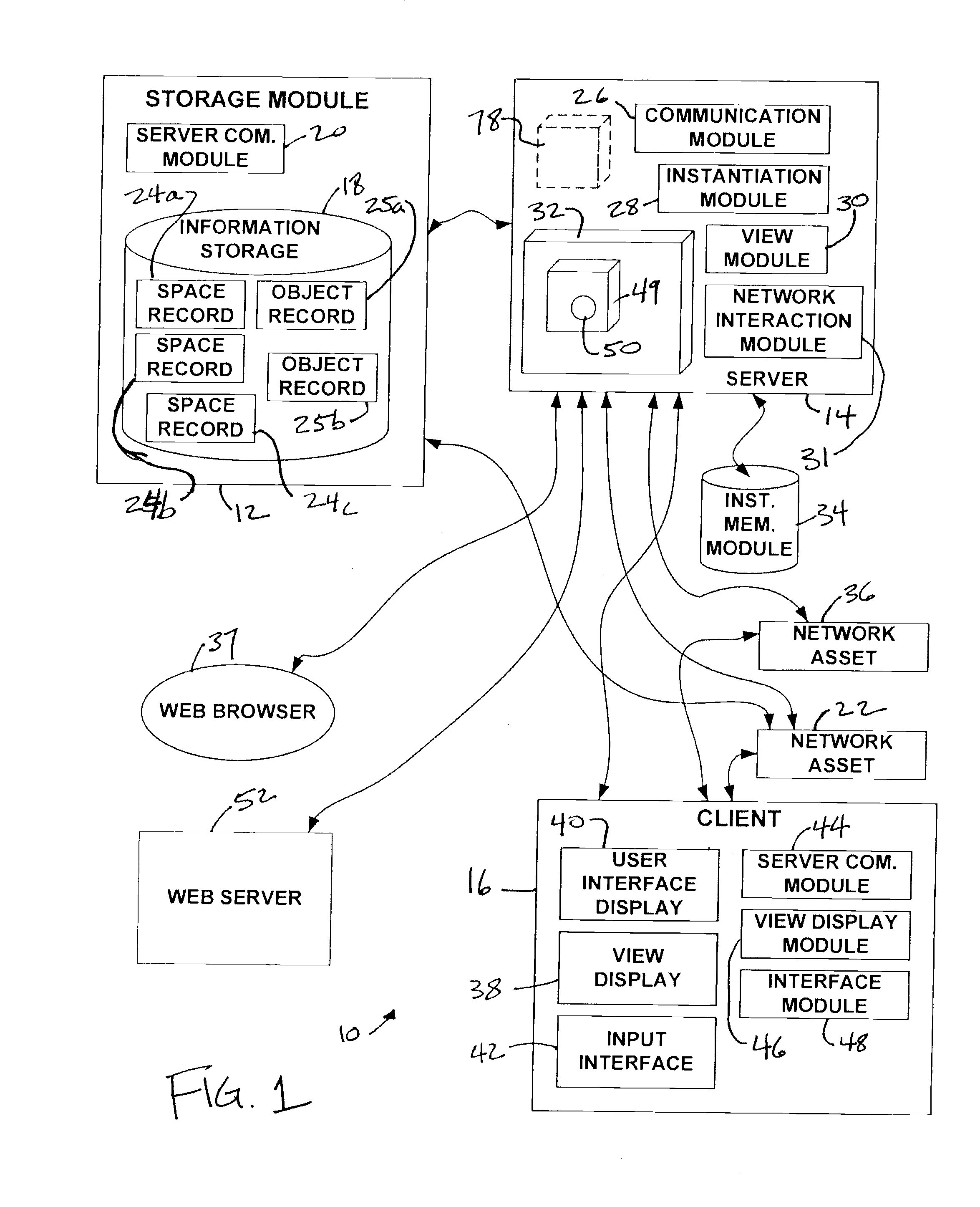 System and method for providing virtual spaces for access by users via the web