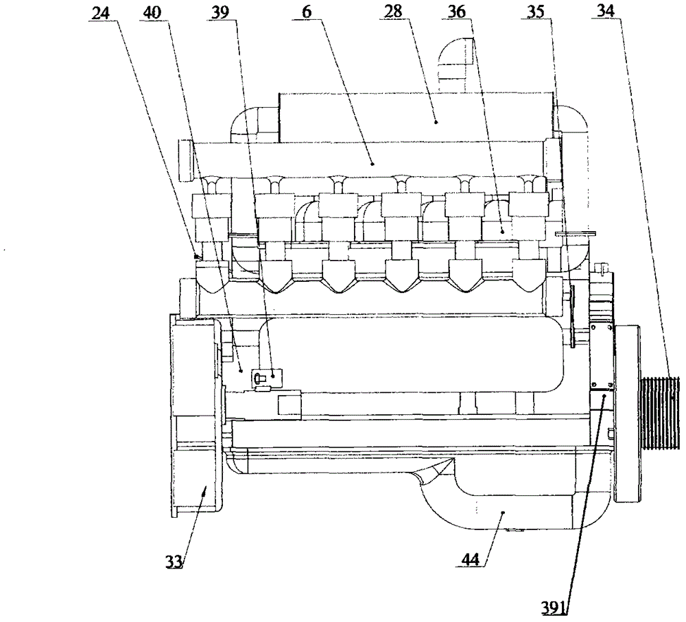 Compressed air power engine assembly with compressed air supplementary return circuit