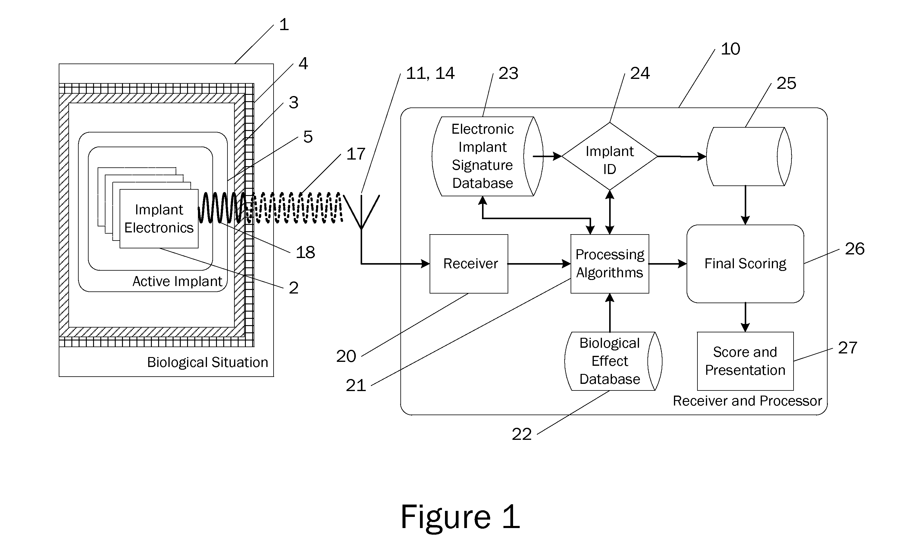 Method and apparatus for the diagnosis and prognosis of active implants in or attached to biological hosts or systems