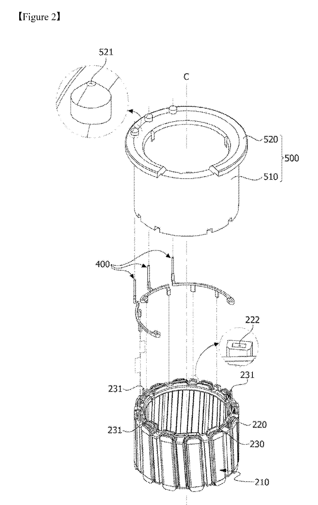 Power terminal and motor including same