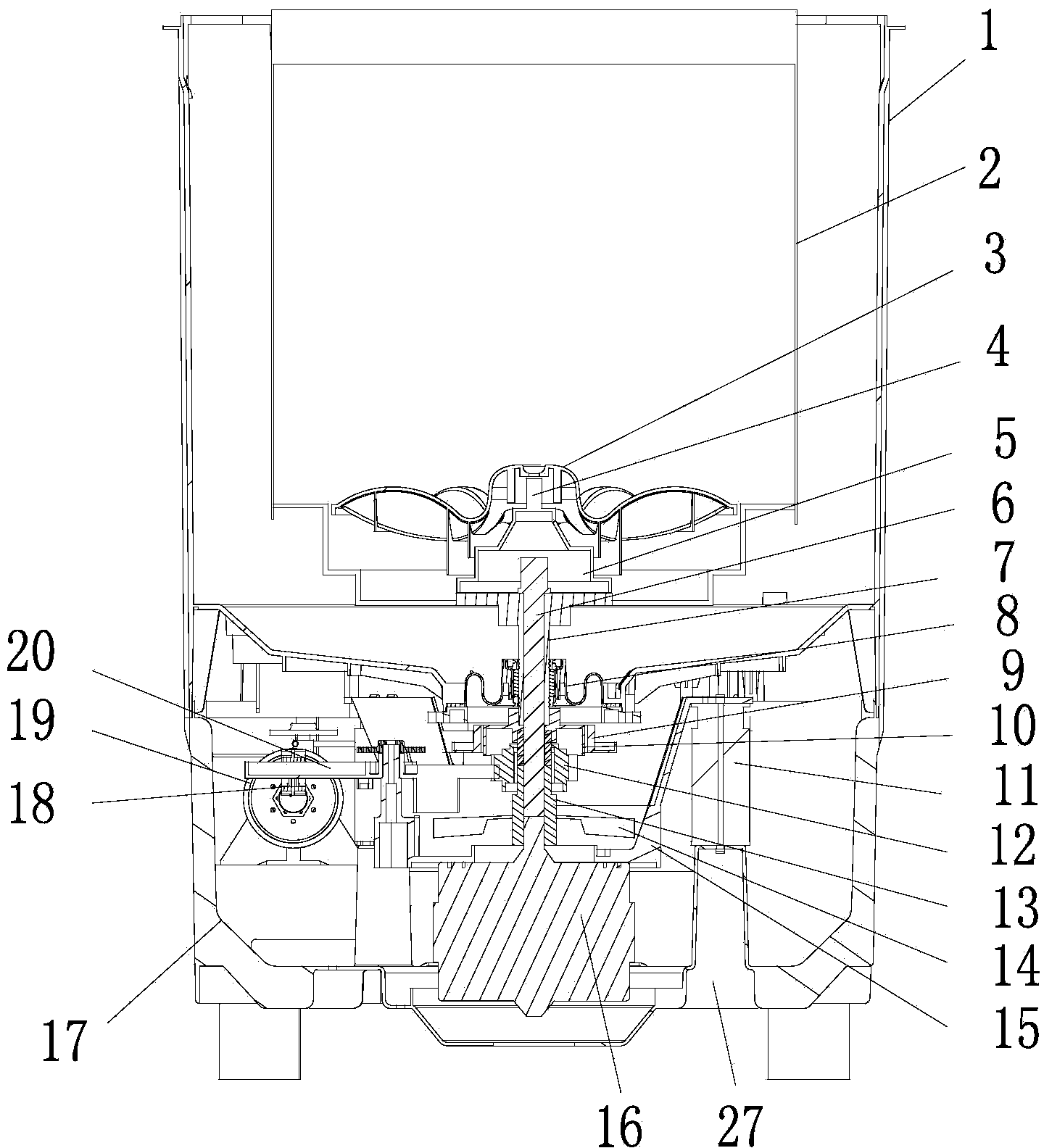 Single-barrel direct-drive full-automatic pulsator washing machine