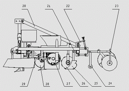 Folding type cotton film-mulching seeder based on machine-harvested cotton