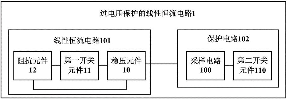 A linear constant current circuit with overvoltage protection