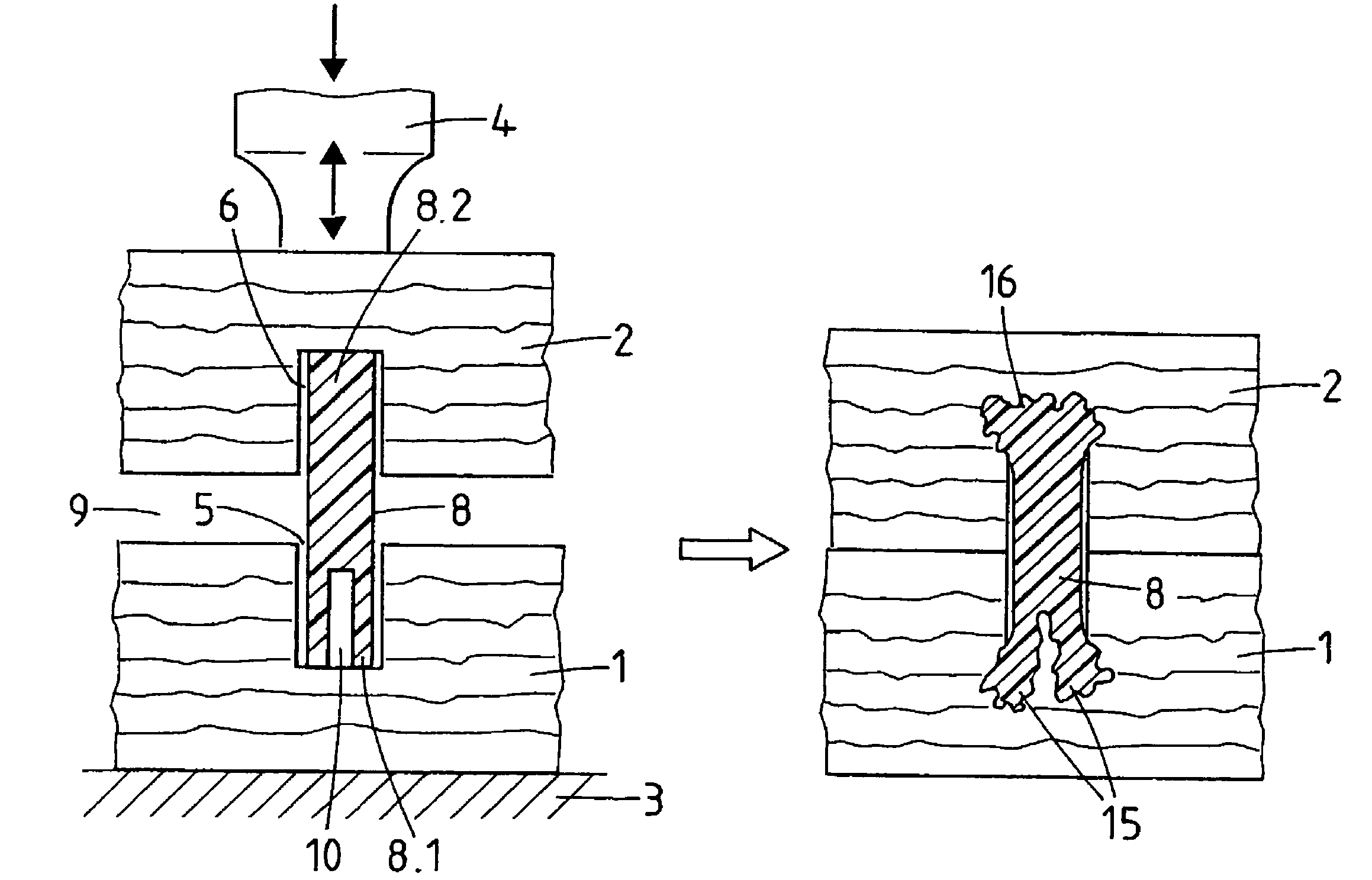 Method for joining two objects and corresponding joining element