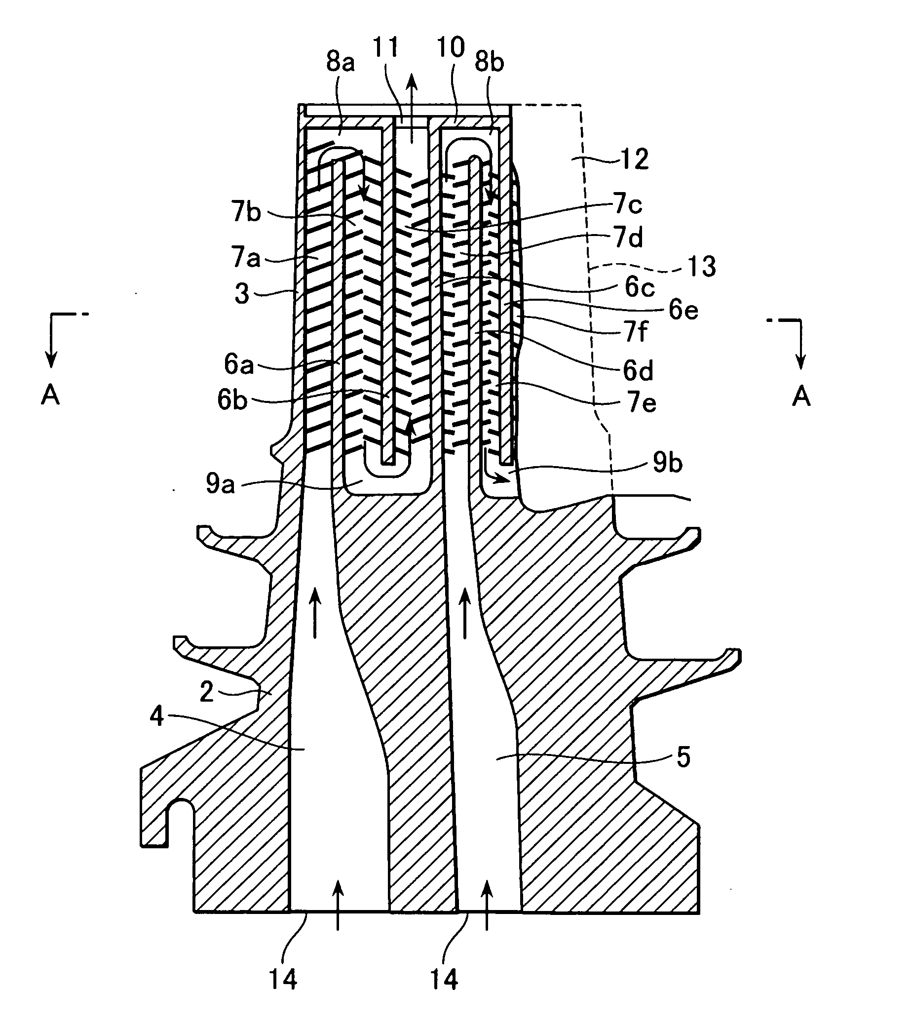 Member having internal cooling passage