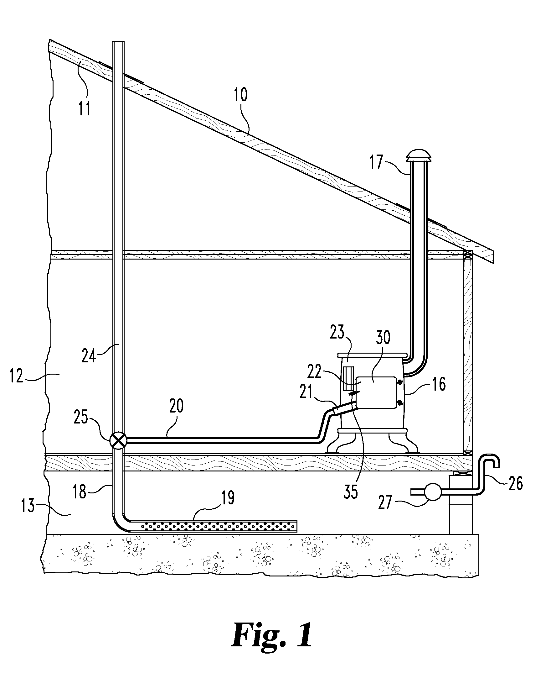 Wood stove radon reduction system