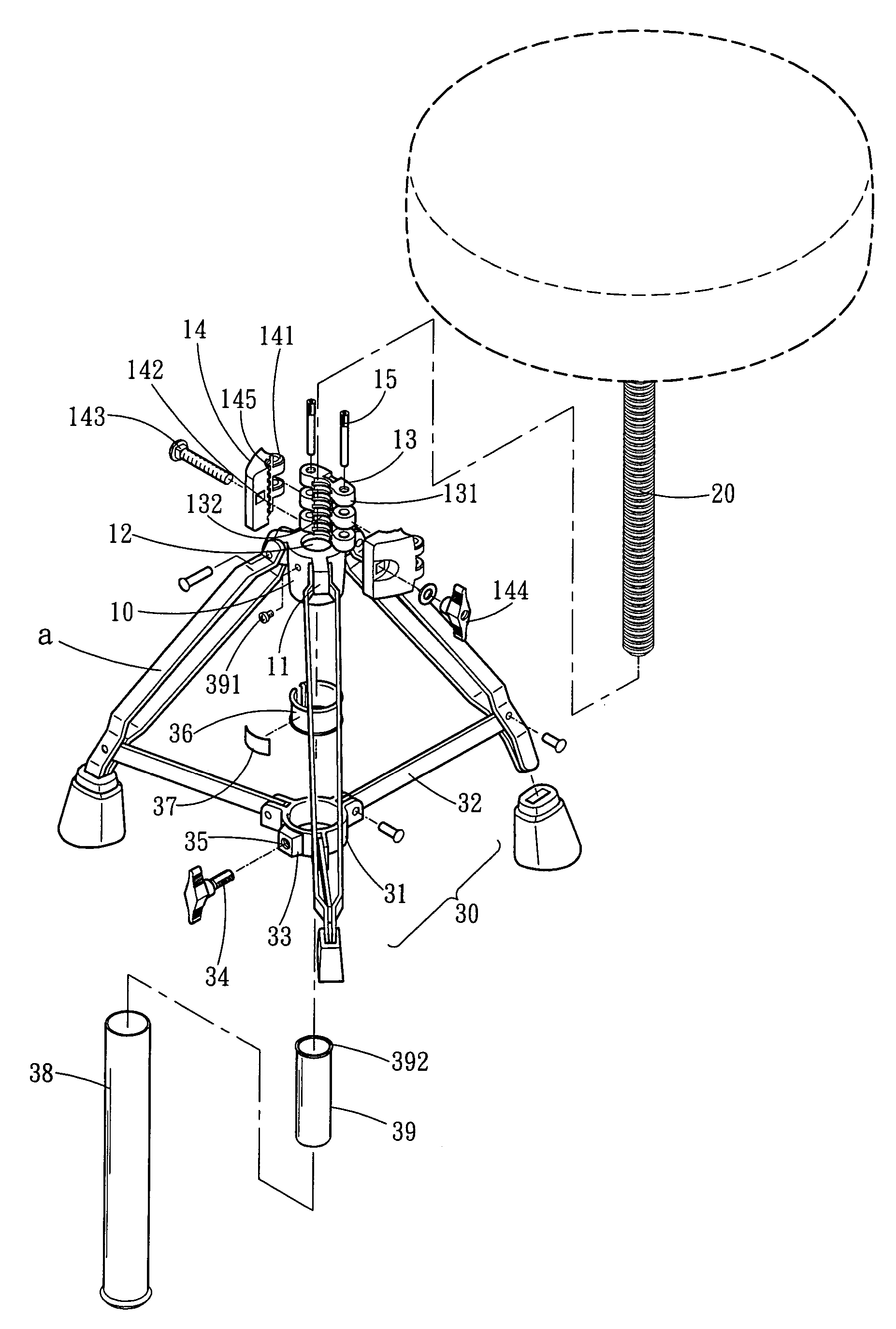 Anchoring fixture for stools capable of adjusting elevation