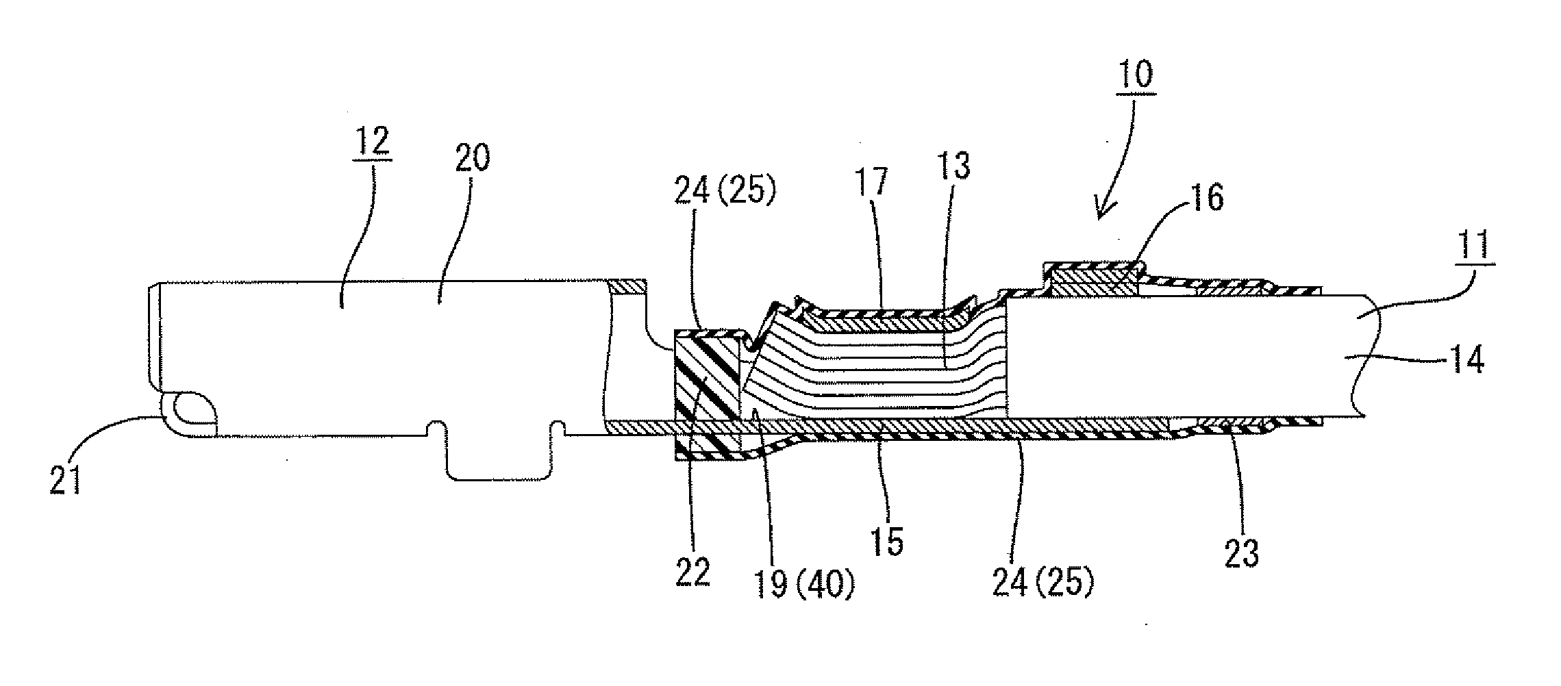 Electric wire with terminal and connector