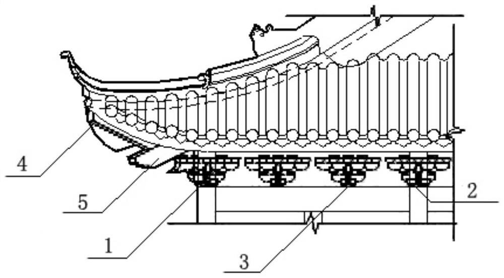 Pseudo-classic architecture concrete cornice roof component mounting construction method