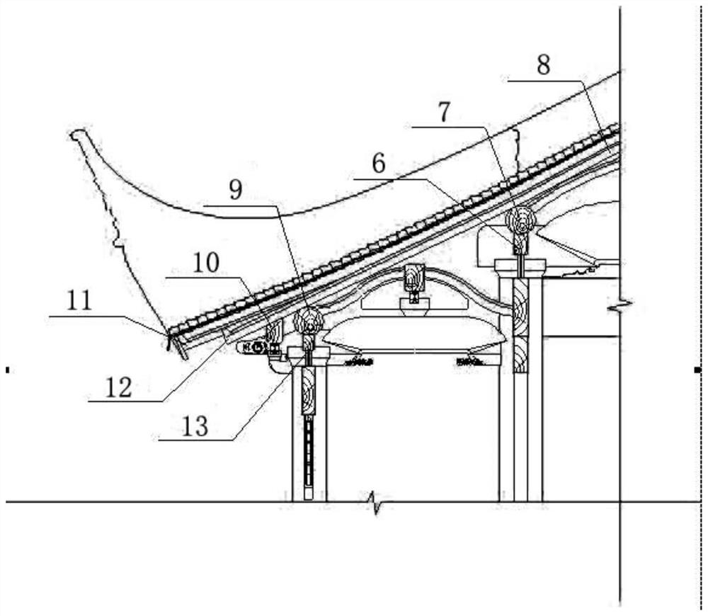 Pseudo-classic architecture concrete cornice roof component mounting construction method