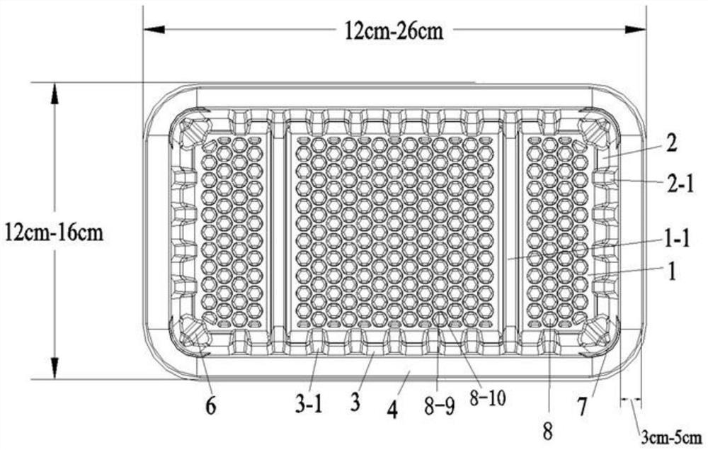 Plastic uptake tray with anti-dripping and anti-collision bottom