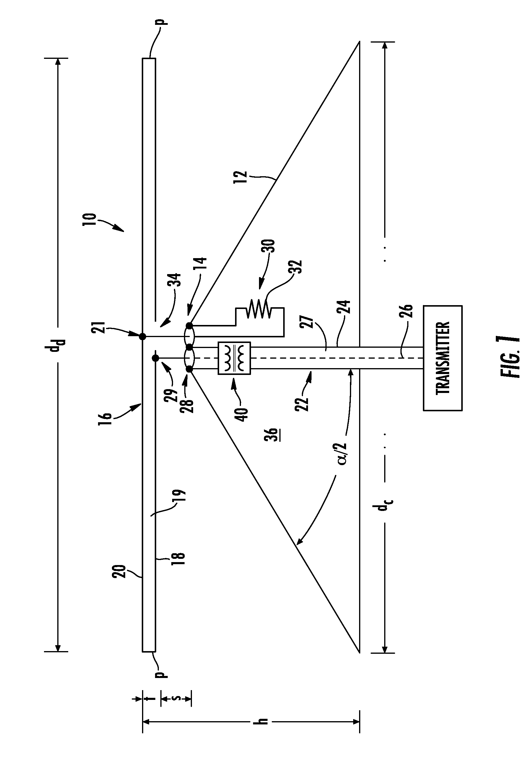 Broadband terminated discone antenna and associated methods